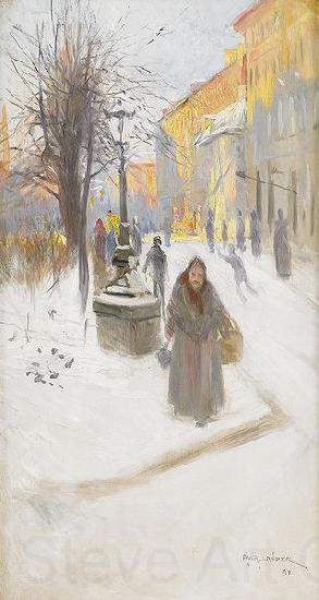 Alf Wallander Artillerigatan in Winter Dress France oil painting art
